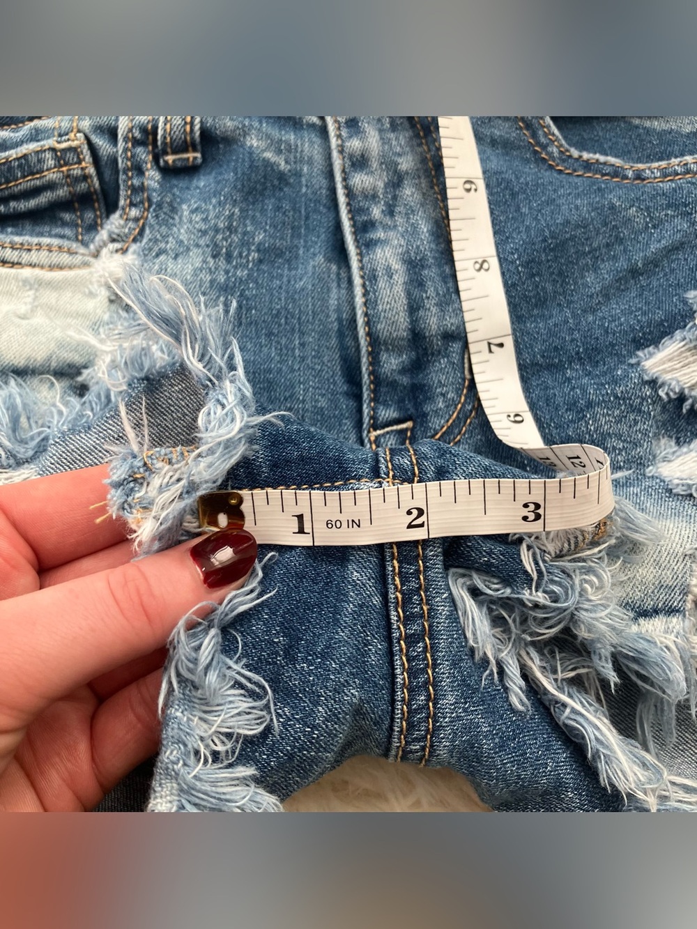 American Eagle Denim Distressed Mid Rise Mini Shorts - Picture 10 of 10